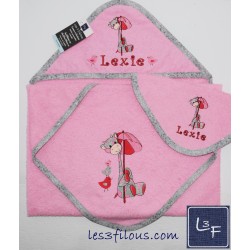 Girafe et Poules  Couverture Ultra-Douce Brodée et Personnalisée CUD-091