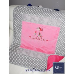 Girafe et Poules  Couverture Ultra-Douce Brodée et Personnalisée CUD-091