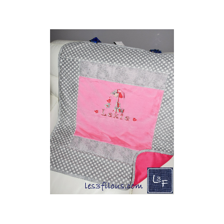 Girafe et Poules  Couverture Ultra-Douce Brodée et Personnalisée CUD-091