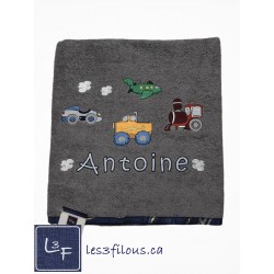 Transport Camion Train Auto Drap de Bain Brodé et Personnalisé DRA-018