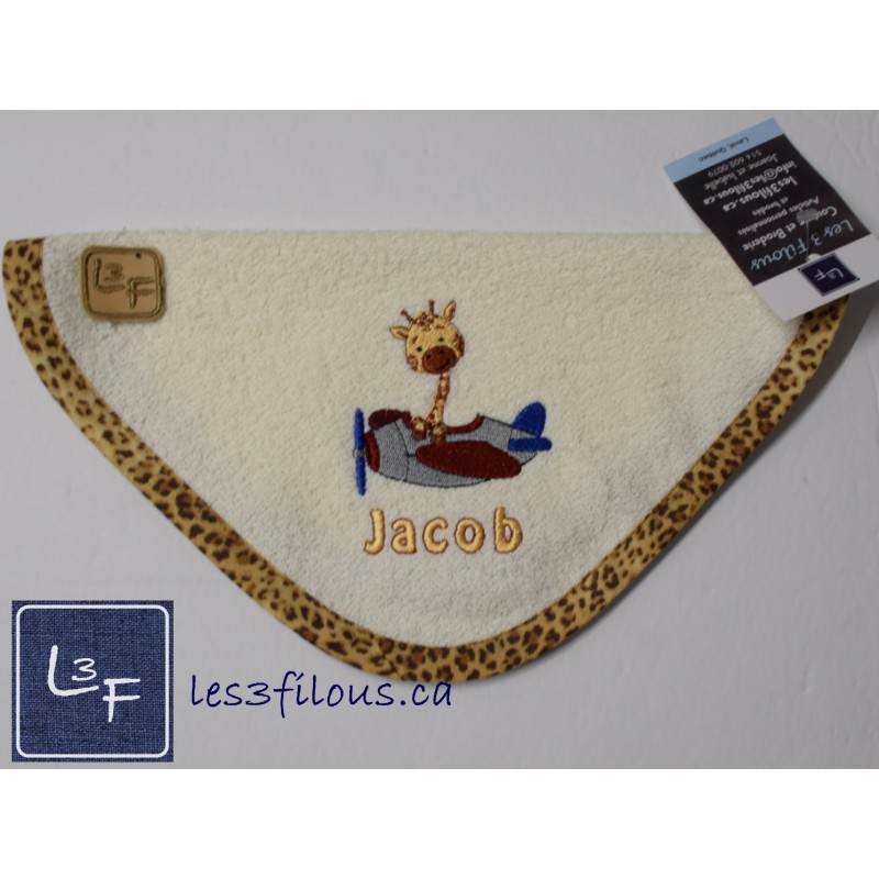 Girafe Avion Débarbouillette Brodée et Personnalisée DEB-079
