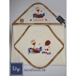 Girafe Avion Débarbouillette Brodée et Personnalisée DEB-079