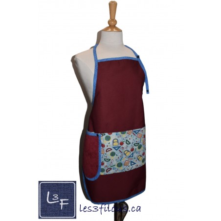 Ecole Tablier Unisexe Essuie-mains Adulte Couleur Bourgogne TEM-110P