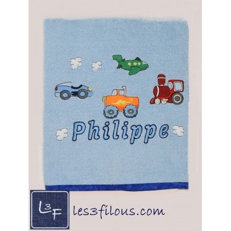 Transport Camion Train Auto Drap de Bain Brodé et Personnalisé DRA-018
