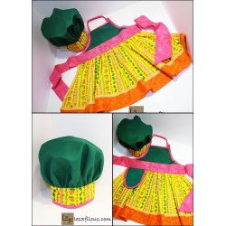 Tablier et toque Ananas personnalisé pour enfant prêt à broder TCC-007