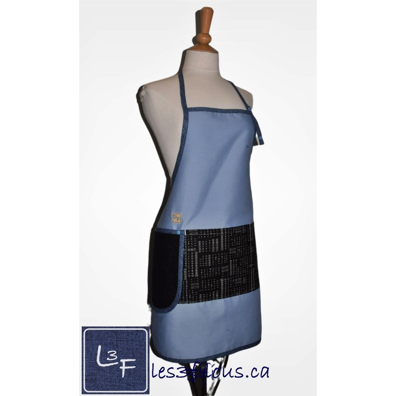 Ecole Lettre Chiffre Tablier Essuie-mains Adulte Couleur Bleue TEM-086P