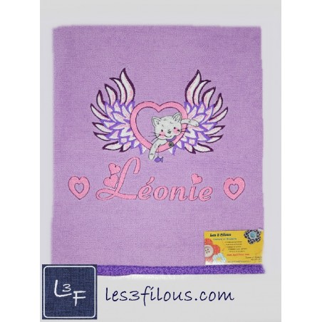 Ange Chat Drap de Bain Brodé et Personnalisé DRA-171