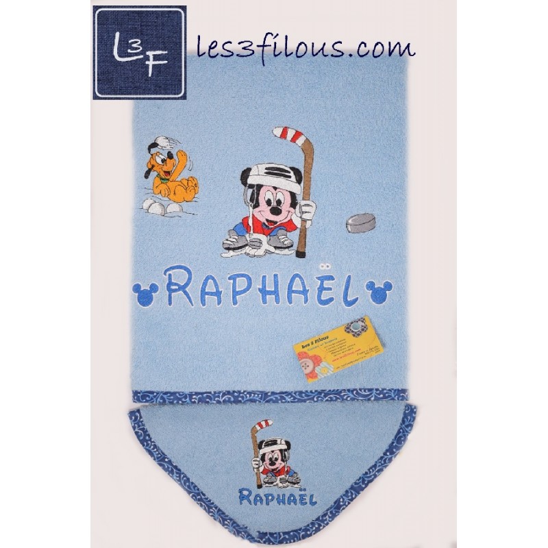 Hockey Mickey Drap de Bain Brodé et Personnalisé DRA-029