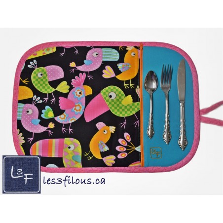 Toucan Napperon avec Pochette Personnalisé Prêt à Broder NAP-018P