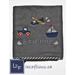 Transport Camion Avion Bateau Drap de Bain Brodé et Personnalisé DRA-091