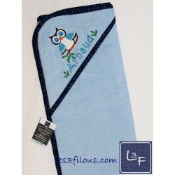 Hibou Serviette Capuchon Brodée et Personnalisée DOU-035