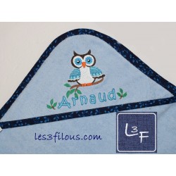 Hibou Serviette Capuchon Brodée et Personnalisée DOU-035