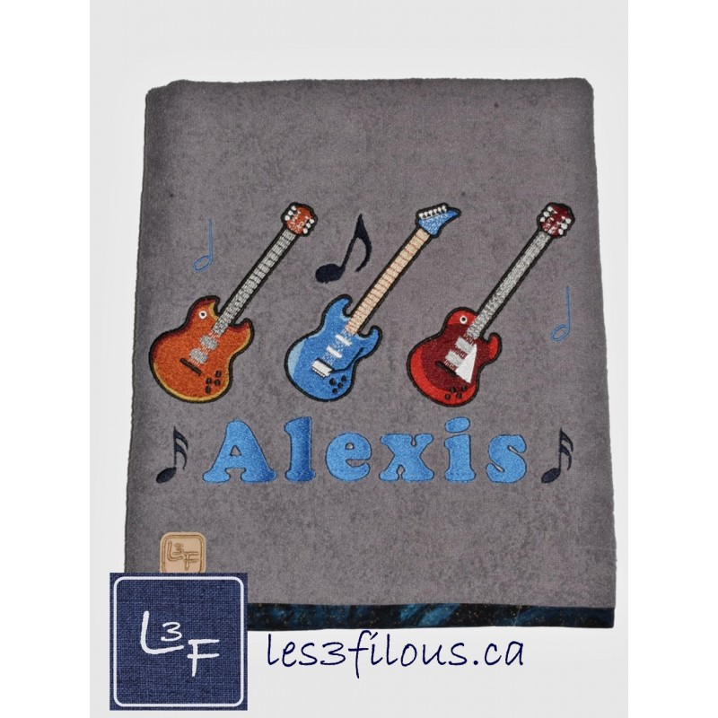 Musiciens Guitare Drap de Bain Brodé et Personnalisé DRA-143