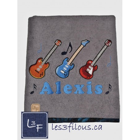 Musiciens Guitare Drap de Bain Brodé et Personnalisé DRA-143