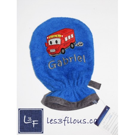 Autobus Ecole Gant ou Débarbouillette Brodé et Personnalisé DEB-079