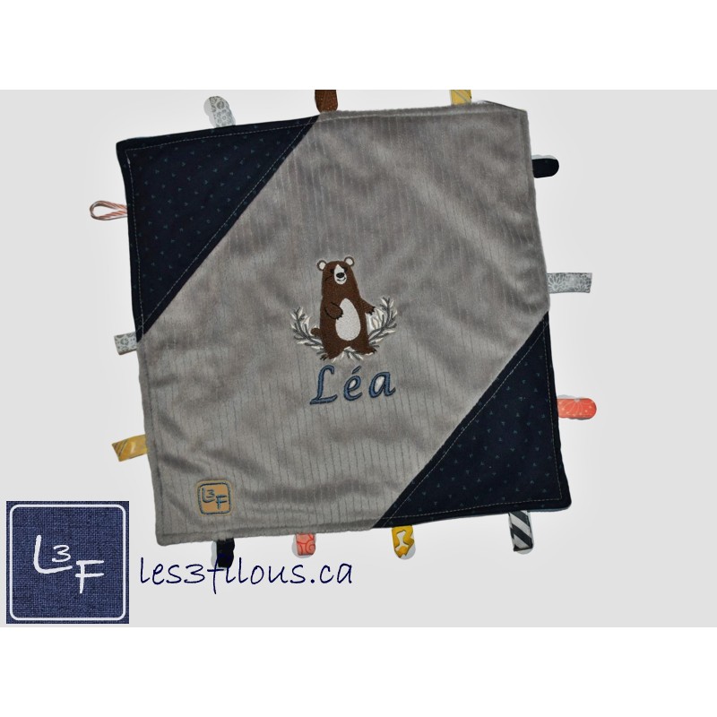 Ours Foret Doudou Étiquettes Brodé et Personnalisé ETI-009