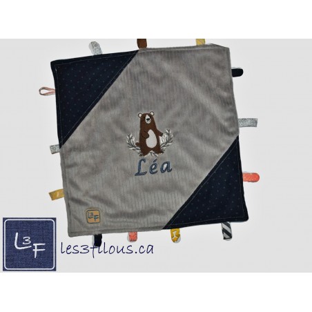 Ours Foret Doudou Étiquettes Brodé et Personnalisé ETI-009