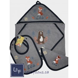Ours Foret Doudou Étiquettes Brodé et Personnalisé ETI-009