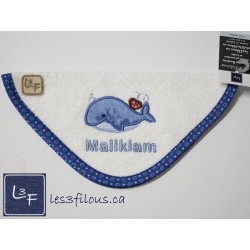 Baleine Serviette Capuchon Brodée et Personnalisée DOU-072