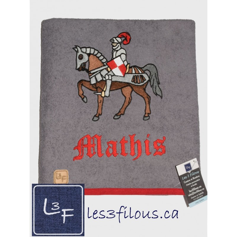 Chevalier Médiéval Drap de Bain Brodé et Personnalisé DRA-148