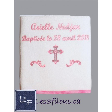 Baptême Drap de Bain Brodé et Personnalisé EVE-004
