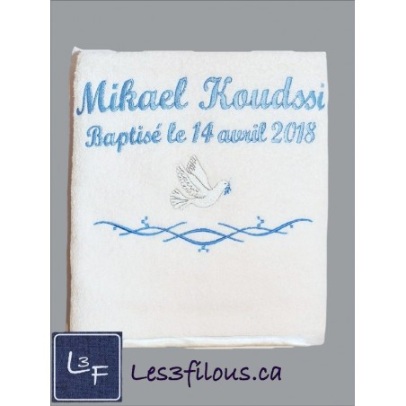 Baptême Drap de Bain Brodé et Personnalisé EVE-006