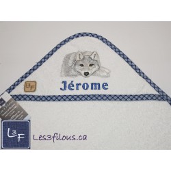 Loup Serviette Capuchon Brodée et Personnalisée DOU-066