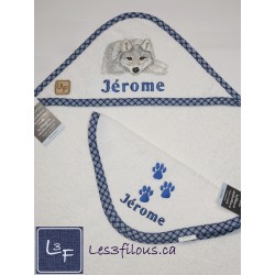 Loup Serviette Capuchon Brodée et Personnalisée DOU-066