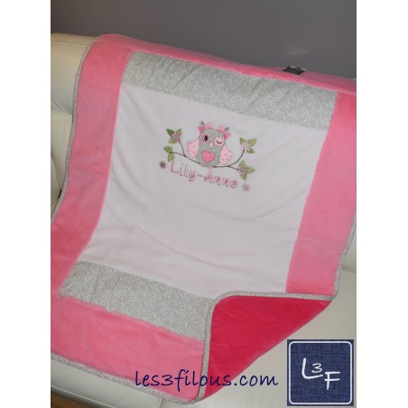Hibou Couverture Ultra-Douce Brodée et Personnalisée CUD-093