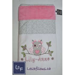 Hibou Couverture Ultra-Douce Brodée et Personnalisée CUD-093