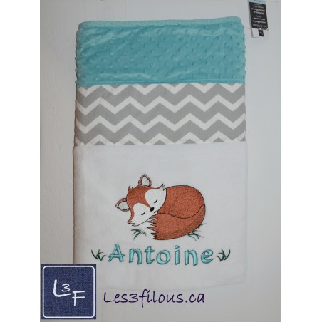 Bébé Renard Couverture Ultra-Douce Brodée et Personnalisée CUD-094