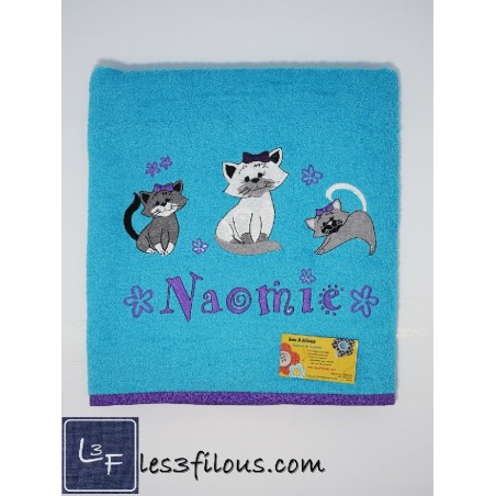 Chats Drap de Bain Brodé et Personnalisé DRA-044