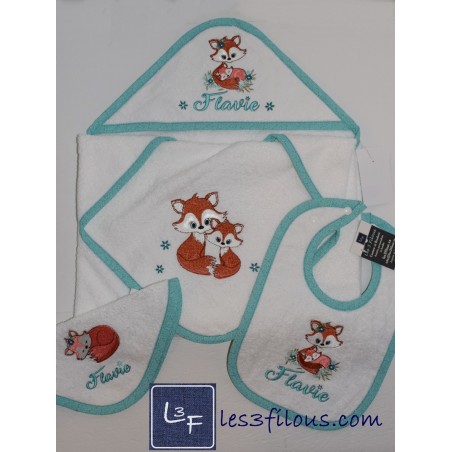 Renard Serviette Capuchon Brodée et Personnalisée DOU-073