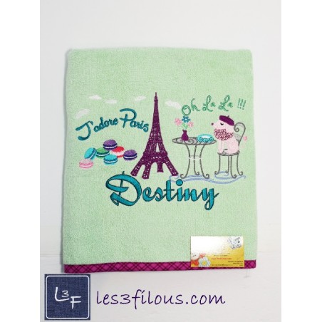 Paris France Drap de Bain Brodé et Personnalisé DRA-039