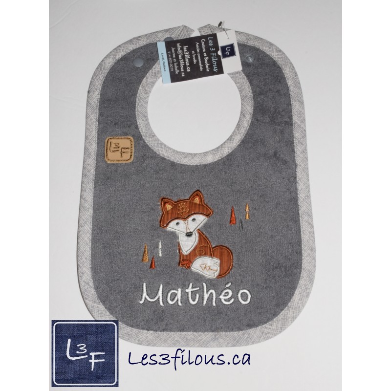 Renard Bavoir Brodé Personnalisé  BAV-056