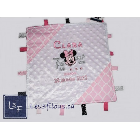 Souris Minnie Doudou Étiquettes Brodé et Personnalisé ETI-010