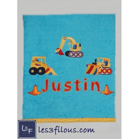 Camions Construction Drap de Bain Brodé et Personnalisé DRA-053