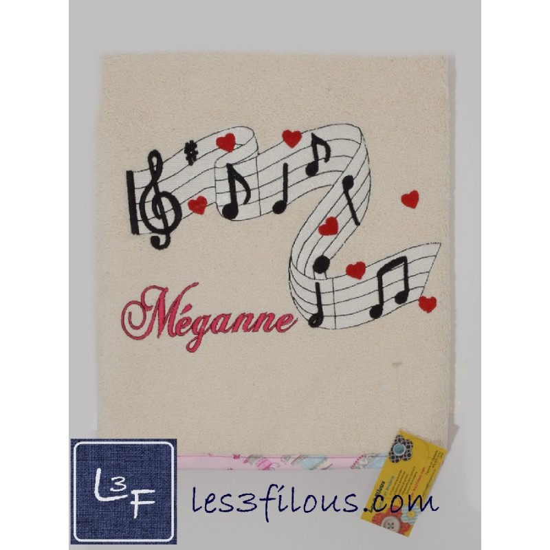 Musique Note et Gamme Drap de Bain Brodé et Personnalisé DRA-060