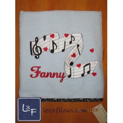 Musique Note et Gamme Drap de Bain Brodé et Personnalisé DRA-060
