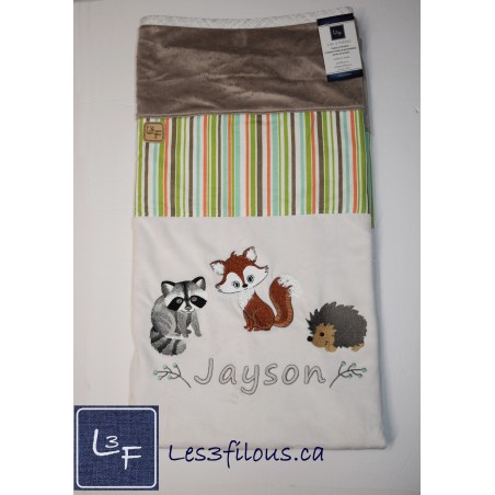 Raton Renard Hérisson Couverture Ultra-Douce Brodée et Personnalisée CUD-095