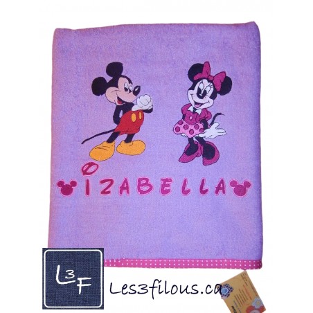 Mickey et Minnie Drap de Bain Brodé et Personnalisé DRA-024