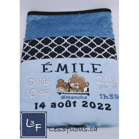 Ourson Couverture Ultra-Douce Brodée et Personnalisée CUD-097