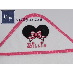 Souris Minnie Serviette Capuchon Brodée et Personnalisée DOU-017