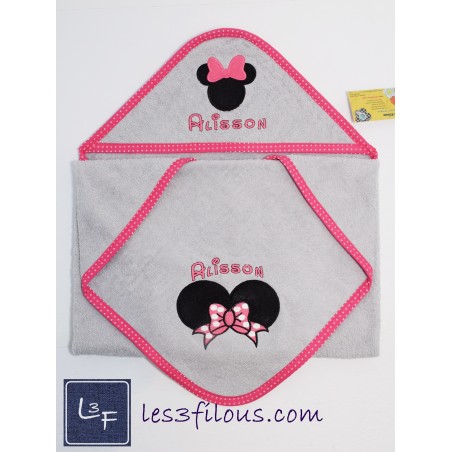 Minnie Serviette Capuchon Brodée et Personnalisée DOU-078