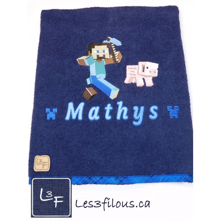 Personnage MineCraft Drap de Bain Brodé et Personnalisé DRA-154