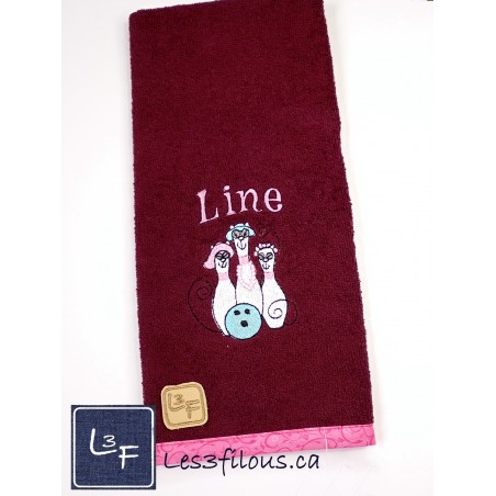 Chat Quilles Serviette de Bowling Brodé Personnalisé BOW-018