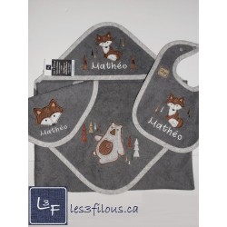 OURS Débarbouillette Brodée et Personnalisée DEB-090