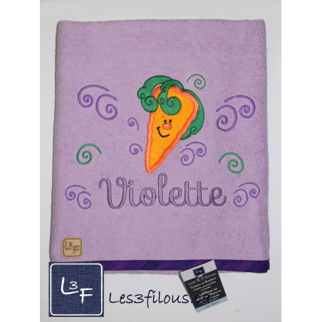 Carotte Légume Drap de Bain Brodé et Personnalisé DRA-156