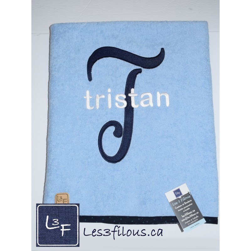 Prénom Initial Logo Drap de Bain Brodé et Personnalisé DRA-158