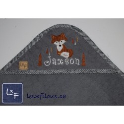 Renard Ours Serviette Capuchon Brodée et Personnalisée DOU-075
